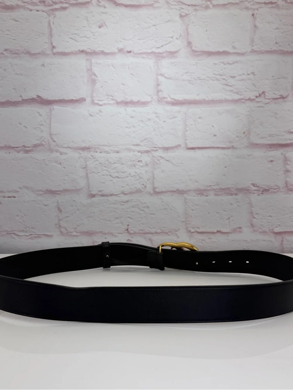 Gucci 2015 Re Edition Wide Leather Belt Gg Double Marmont Black 400593 100/40